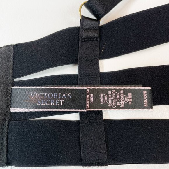 NWOT Victoria's Secret Bra 32D Unlined Balconet Strappy Banded Black - Picture 6 of 7